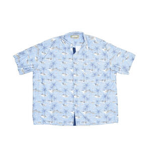 Beyond Paradise Men's Hawaiian Shirt 3XB Blue Palm Trees Flamingo Print